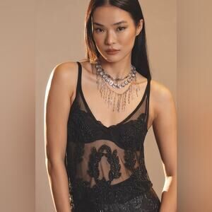 NWT Anthropologie Embellished Mesh Cami - Size M